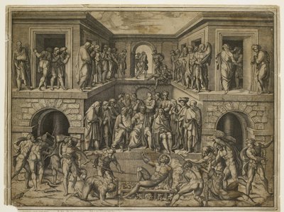 Il martirio di San Lorenzo, c. 1525 da Marcantonio Raimondi